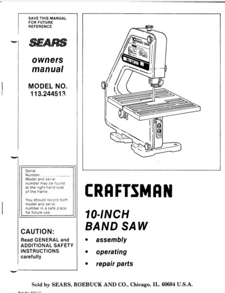 Sears Craftsman 10 Model 113.244513