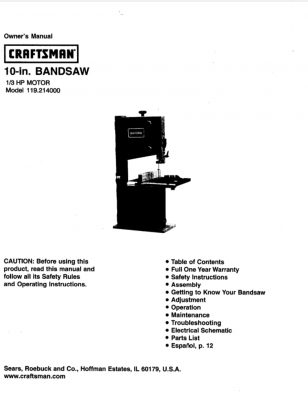 Sears Craftsman 10″ Model 119.214000