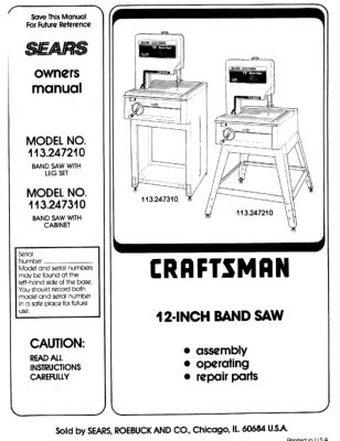 Sears Craftsman Model 113.247210 and 113.247310