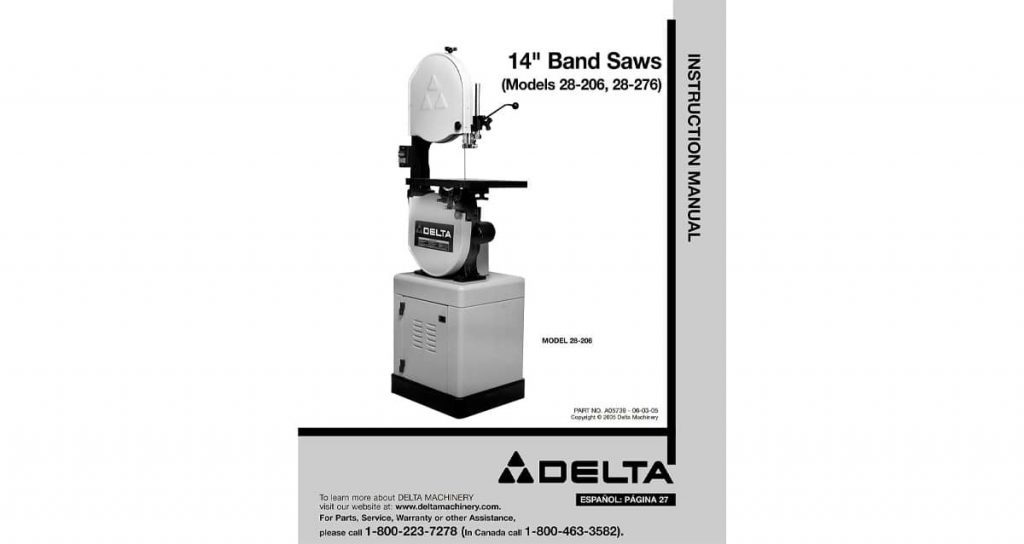 Manuals DELTA 28-206 bandsaw