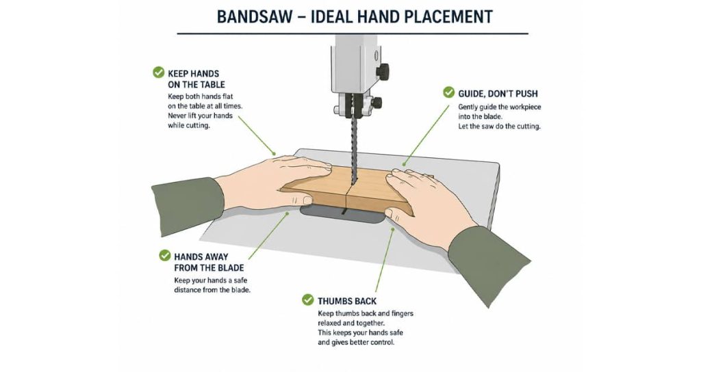 bandsaw hand position cutting technique