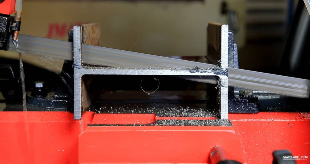 Bandsaw blade in action